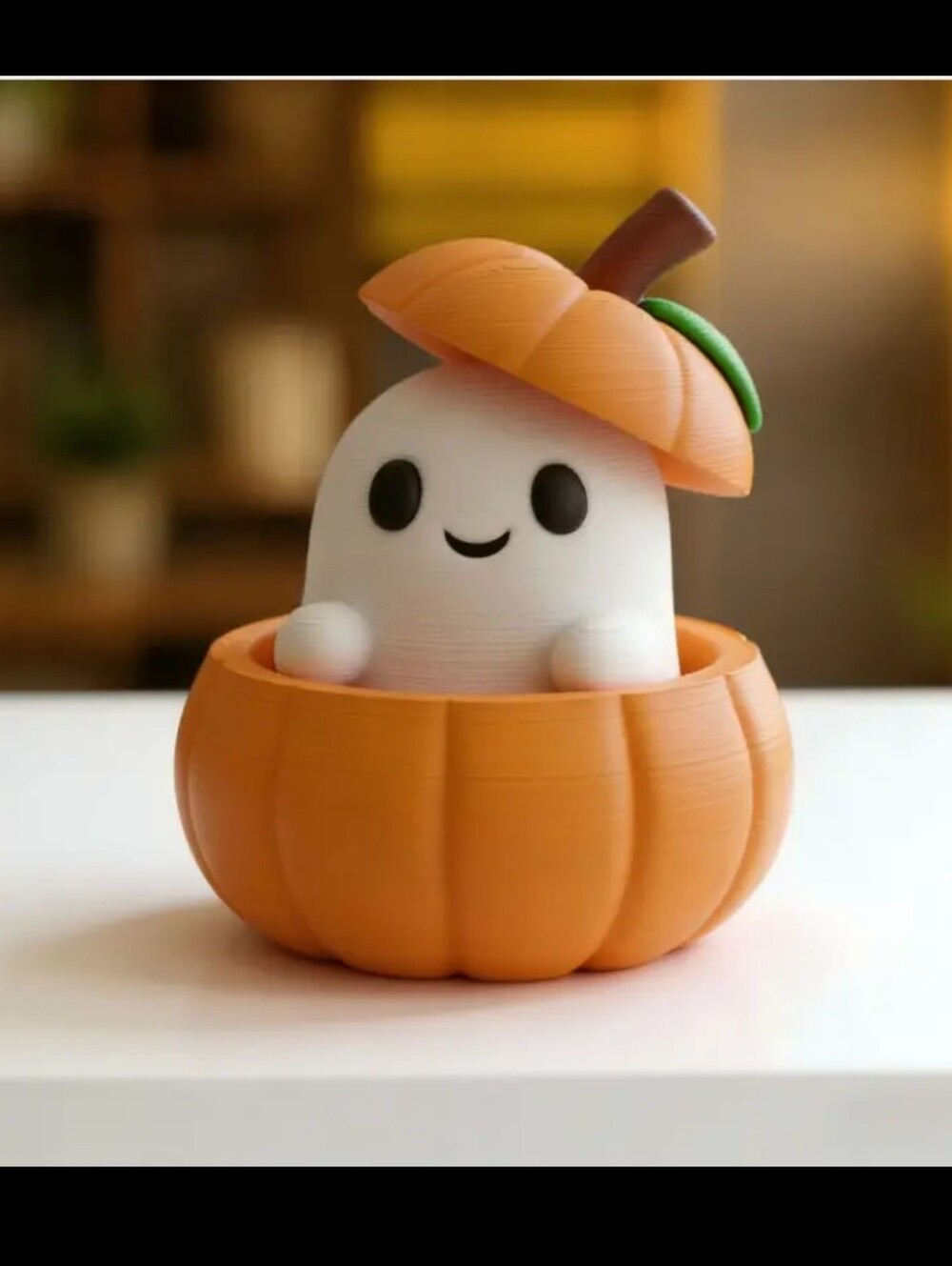 3/8⚡ 3D-Printed Halloween Pumpkin Ghost Figurine